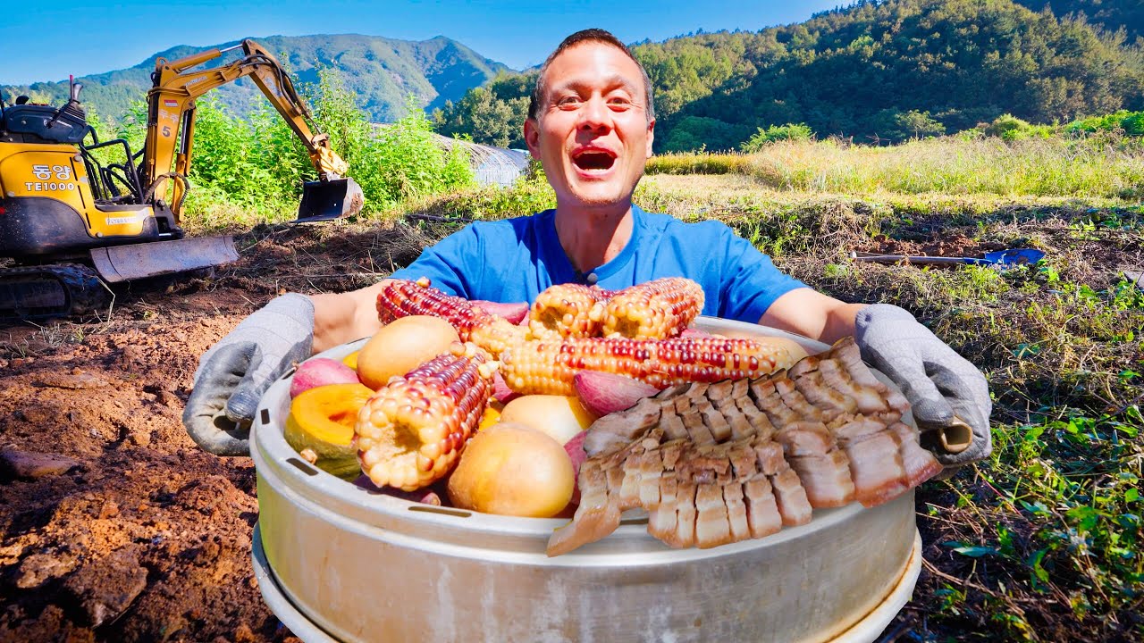 Korean Pork Belly Barbecue!! UNSEEN KOREAN FOOD in Outdoor Rock Oven! 14 hq720 162