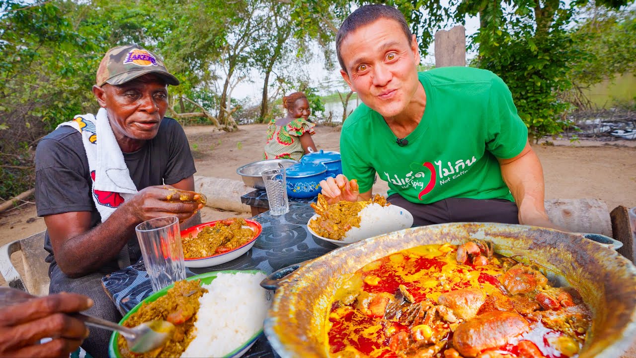 Spiciest Food in Africa!! PALM NUT SOUP in a Village in Ivory Coast!! 29 hq720 190