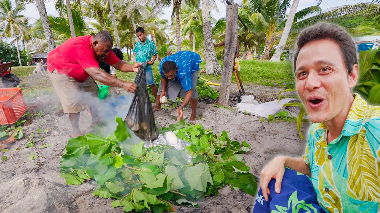 Fiji Hot Rock Oven!! Unseen FIJIAN FOOD + Remote Pacific Island Life! 24 hq720 195