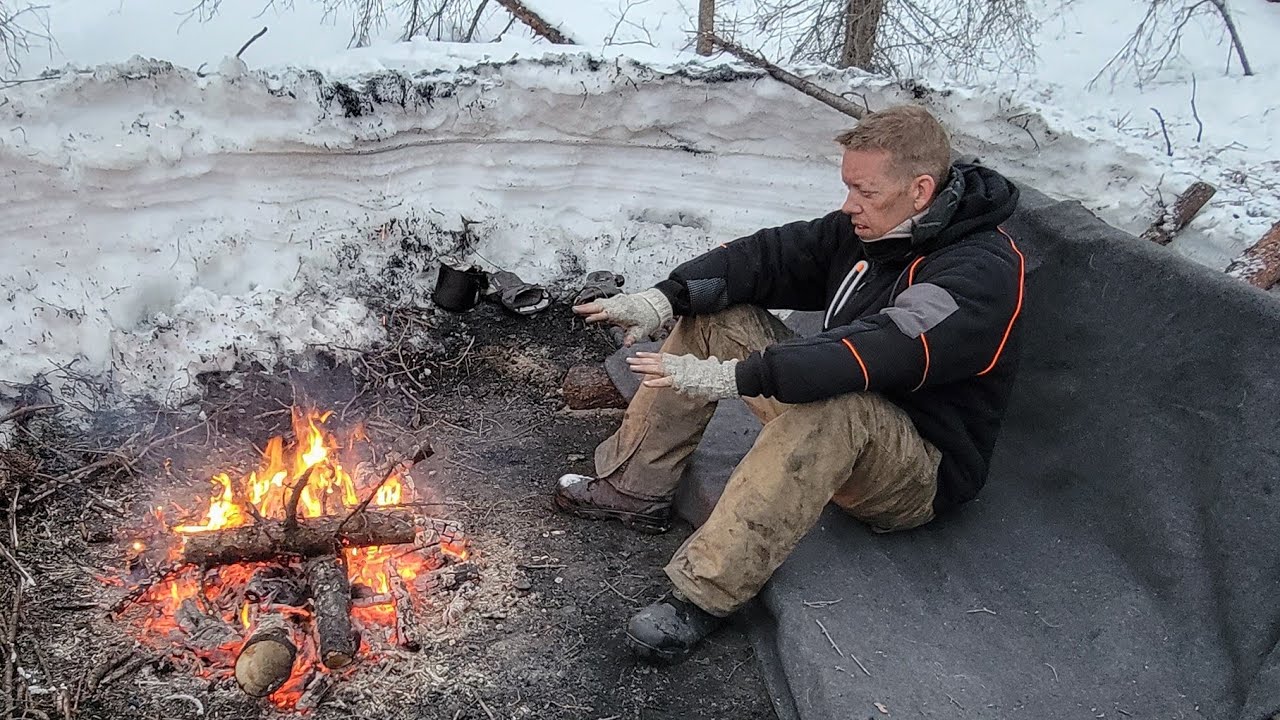 Lost in Alaska - How to NOT Freeze to Death! Winter Survival Camping & Bushcraft (No Tent or Bag) 26 hq720 2717