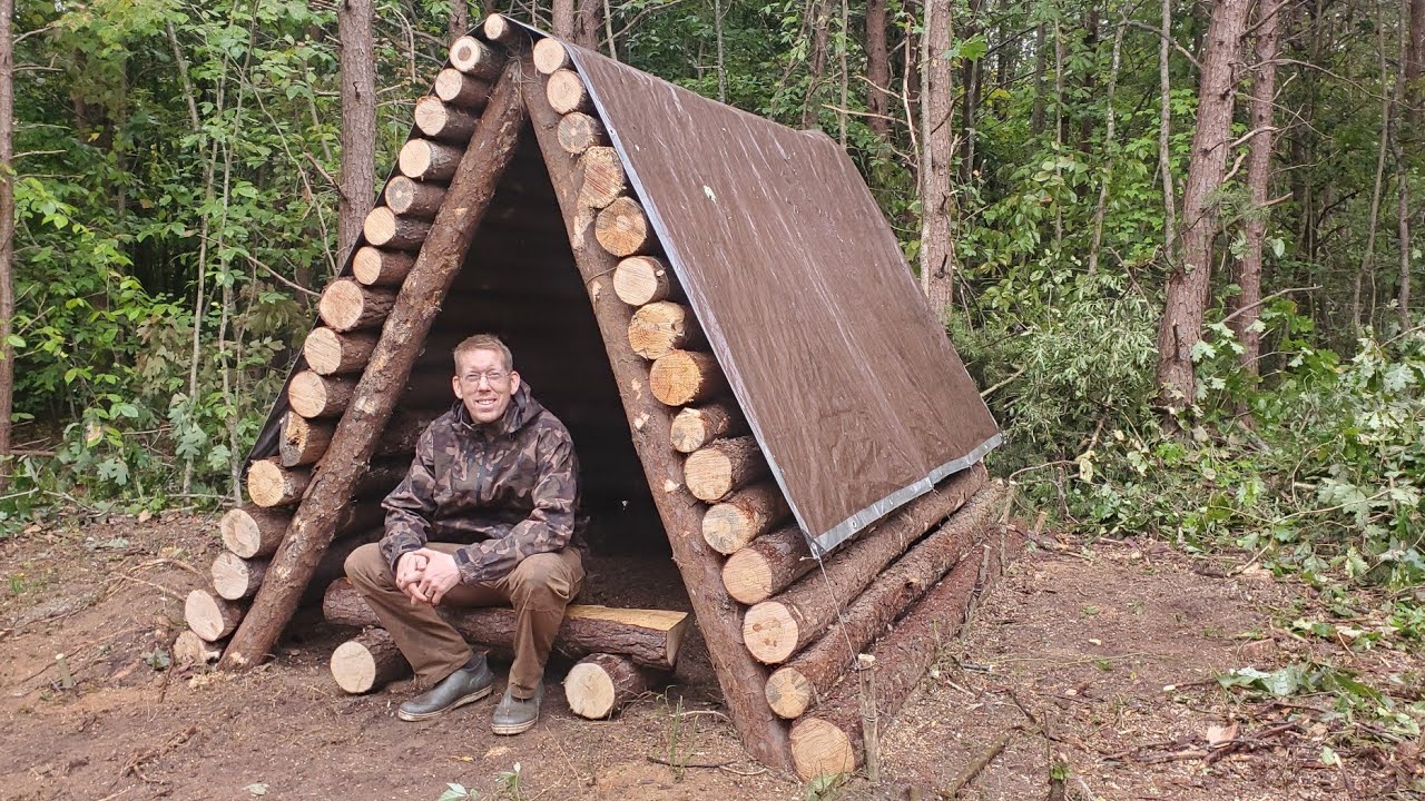 Storm Destroyed the Forest - Building a Bushcraft Shelter & Camping 3 Days 27 hq720 2744