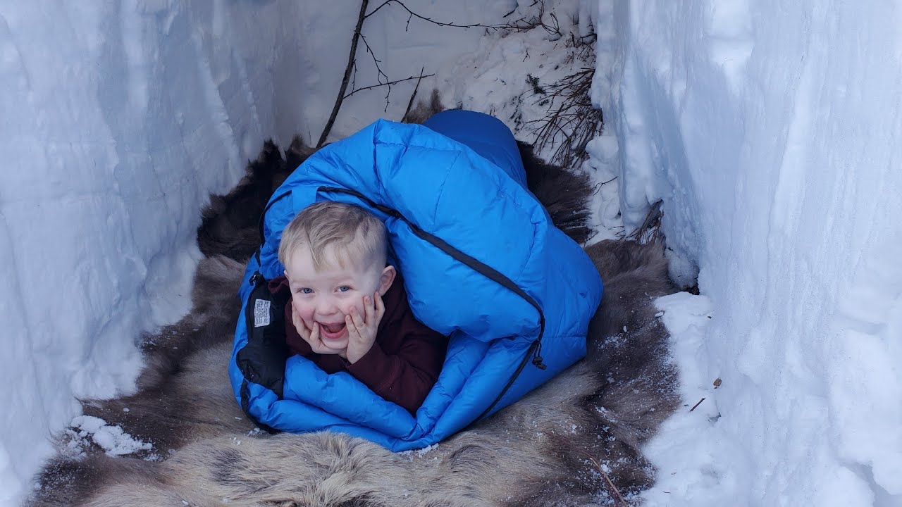 Deep Snow Survival Camping in Alaska - Building a Winter Survival Shelter 29 hq720 2776