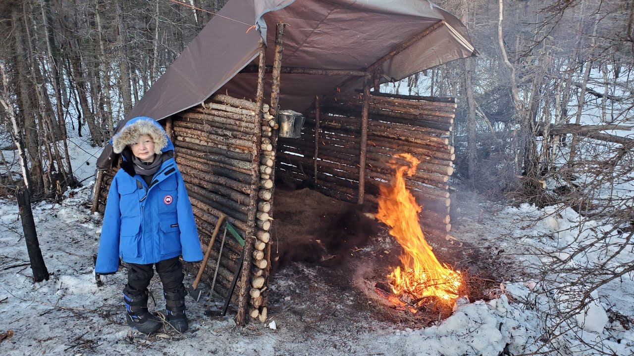 Bushcraft Survival Shelter - No Tent No Sleeping Bag Winter Camping 23 hq720 2831