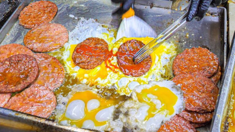 Most EXTREME Street Food in Asia - The MOST SLOPPY Street Burger in THE WORLD w/ BUTTER EGGS!!! hq720