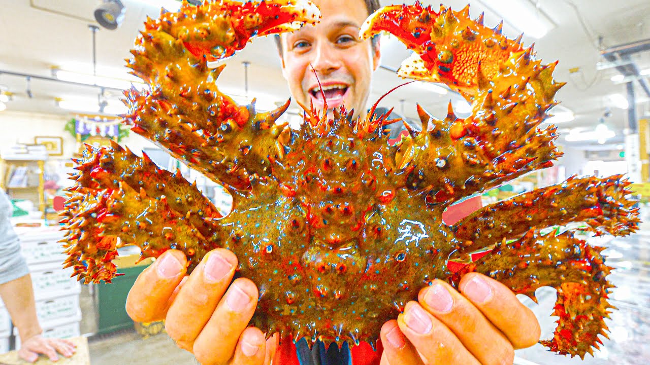 Most UNIQUE Street Food Japan - SPIKY Crab BREAKFAST + Seafood Tour of Sapporo, Hokkaido, Japan! 11 hq720 2977
