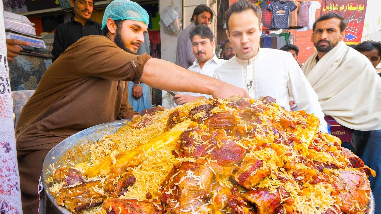 Street Food in Peshawar - GOLDEN PULAO Mountain + Charsi Tikka Kabab + Pakistani Street Food Tour! 25 hq720 2992