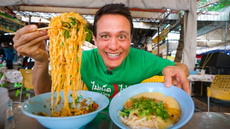Asian Street Food - EGG NOODLES + SAMOSAS! | Friday Morning Market in Chiang Mai, Thailand! hq720