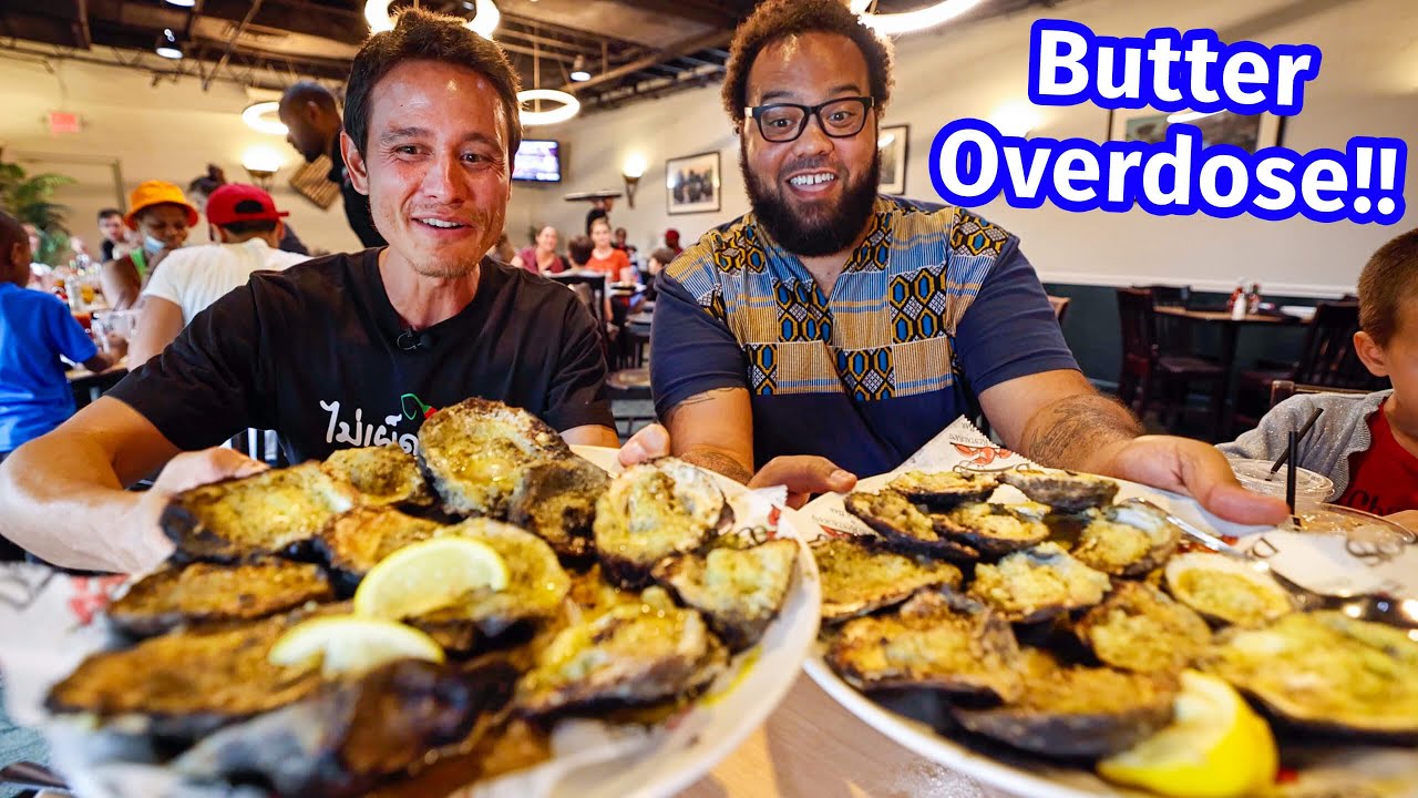36 Giant Oysters - INSANE FIRE BUTTER BATH!! Best Food in New Orleans!! 26 hq720 334
