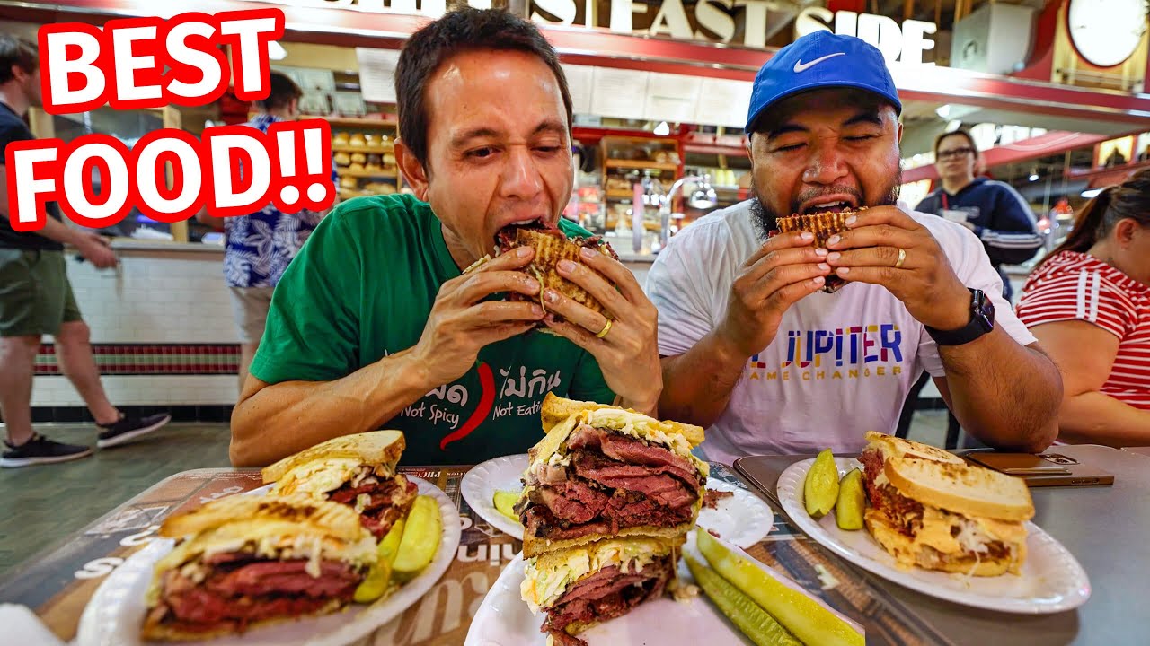 Reading Terminal Market FOOD TOUR - Huge PASTRAMI SANDWICH + Amish Breakfast in Philadelphia!! 24 hq720 351