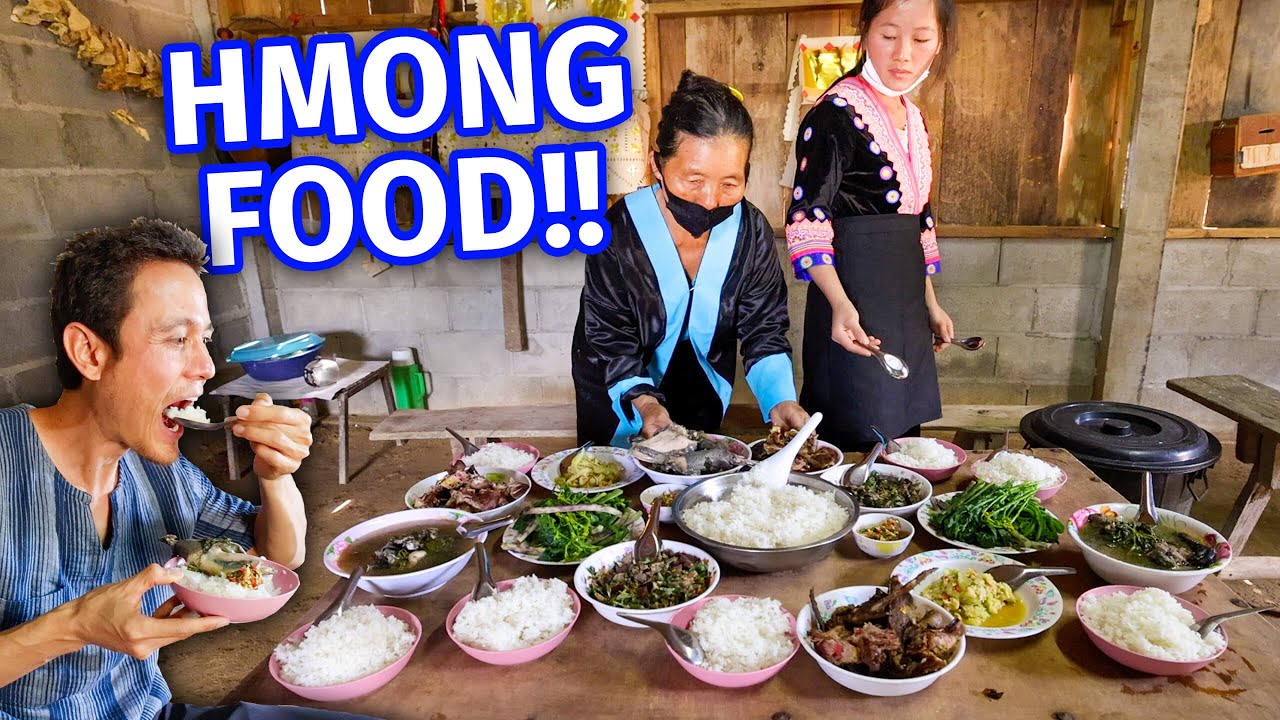 Ultimate HMONG HILL TRIBE FOOD!! Green Taro Stems + Roasted Duck at Shaman’s House!! 22 hq720 388