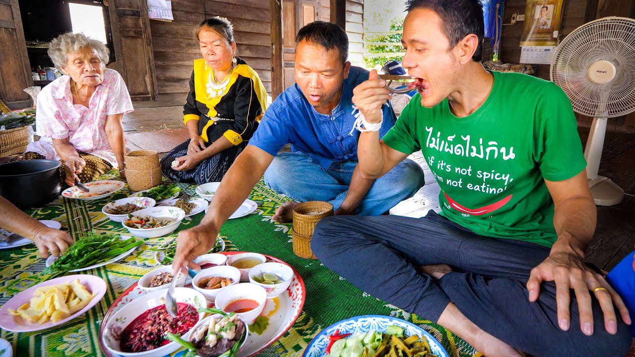 Thai Farm Food!! 3 HUGE VILLAGE MEALS - Unseen Thai + Lao Food on the Mekong River!! 10 hq720 393