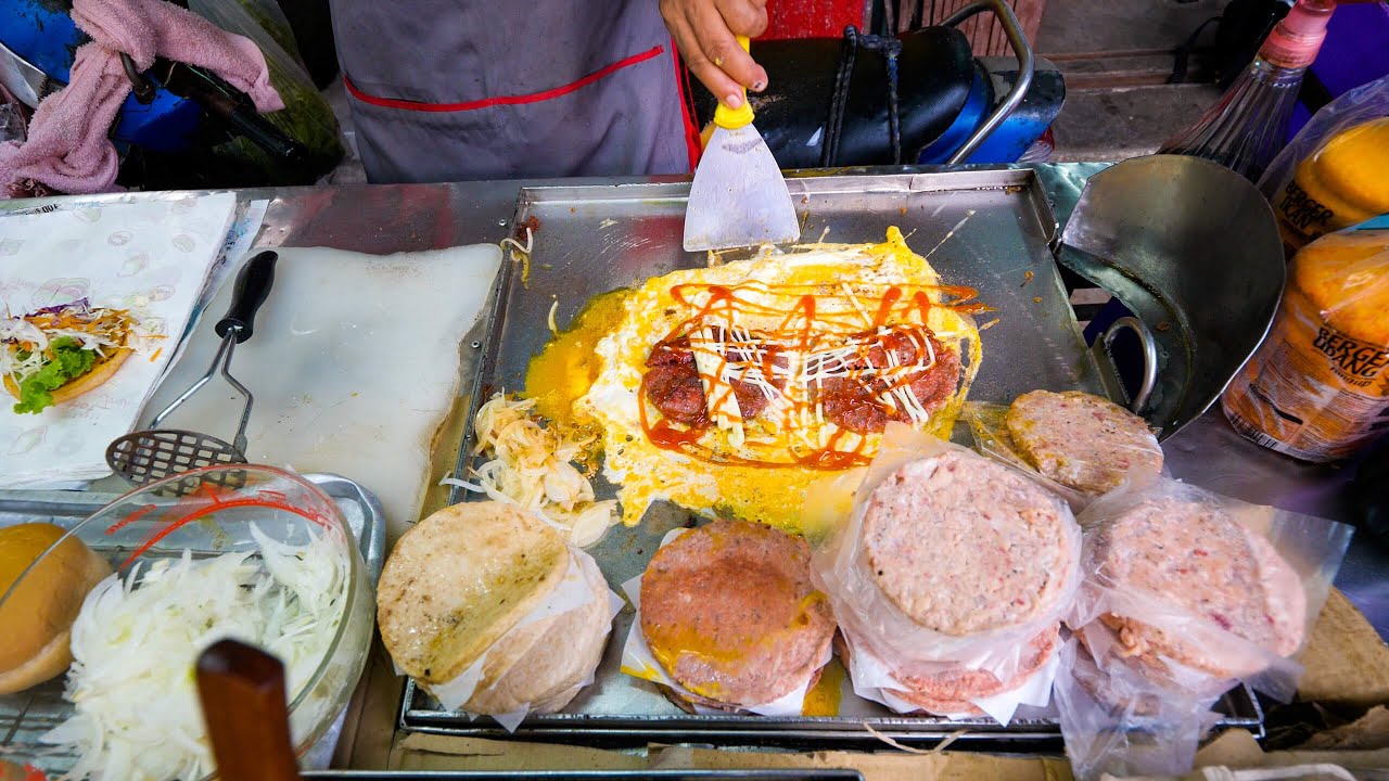 Street Burger Making!! SAUCY OMELET HAMBURGER! | Hat Yai, Thailand 26 hq720 412