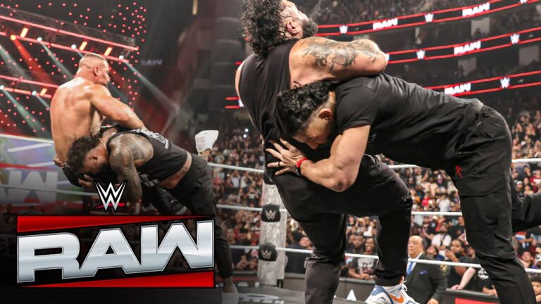 FULL SEGMENT: Roman Reigns and Jey Uso take down Bron Breakker and Bronson Reed: Raw, July 21, 2025 hq720