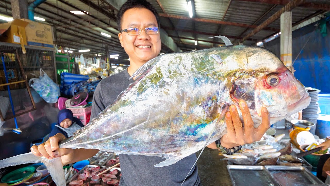 Thai Street Food - AFRICAN POMPANO!! Market to Table in Phang Nga, Thailand!! 27 hq720 448
