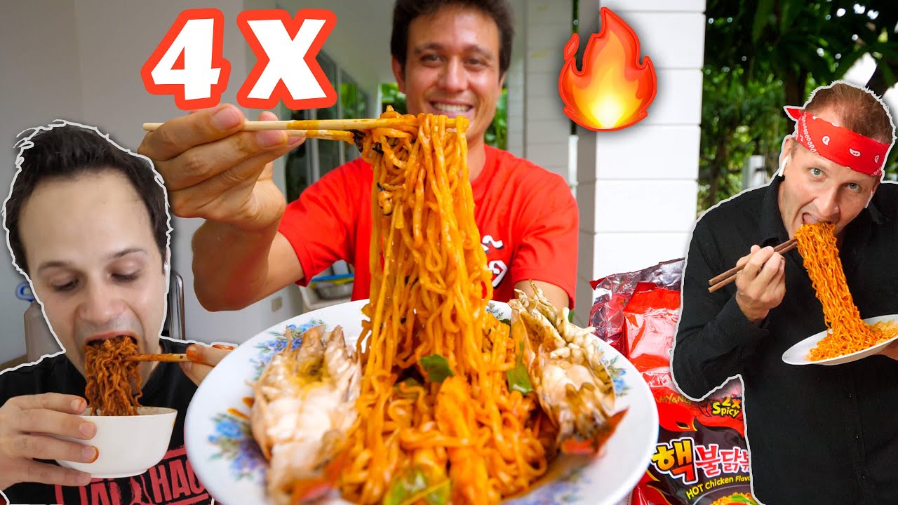 4 X Spicy FIRE RAMEN Challenge EXTRA THAI CHILIES ️ @thefoodranger @BestEverFoodReviewShow 22 hq720 459