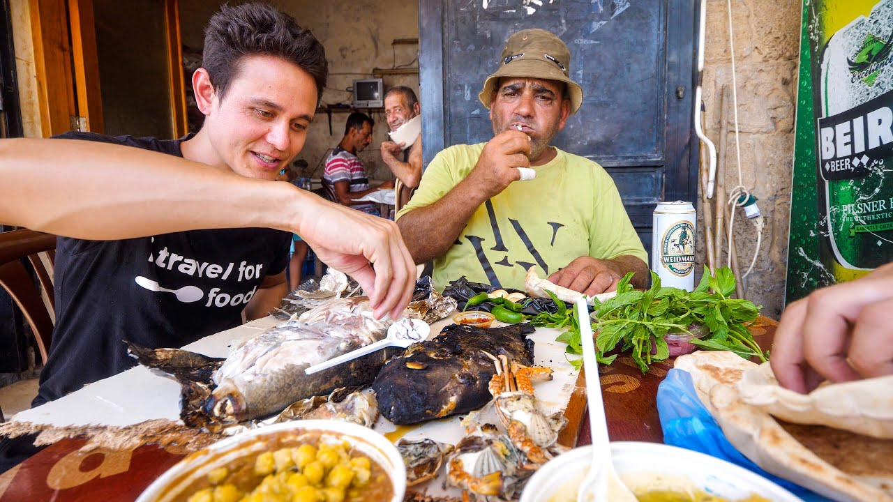 Eating PIG FISH + HUMMUS with Fishermen in Ancient Tyre! | Amazing Mediterranean Food! 13 hq720 528