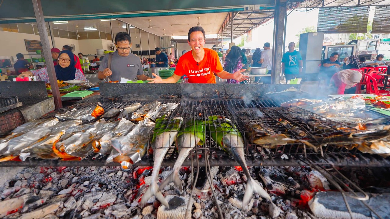 Street Food in Malaysia!! EXTREME FISH BBQ + Curry Noodles in Penang Mainland!! 26 hq720 95