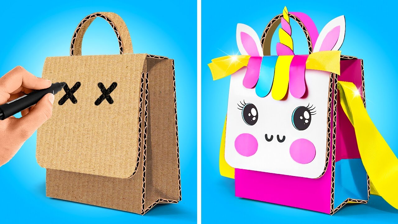 DIY CARDBOARD BACKPACK   AMAZING RAINBOW CRAFTS WITH PAPER! ✨